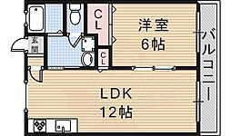サンライフ横江 1LDKの間取図画像