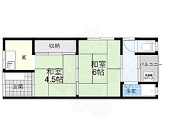 吉田ハイツ 2Kの間取図画像