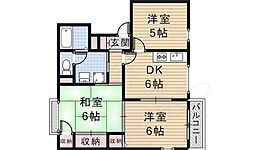 クレール摂津 3DKの間取図画像