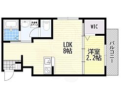 リアコート千里2 NORTH 1LDKの間取図画像