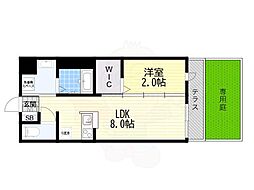 リアコート千里2 NORTH 1LDKの間取図画像