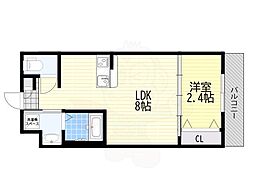 リアコート千里2 NORTH 1LDKの間取図画像
