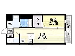 リアコート千里2 NORTH 1LDKの間取図画像