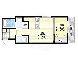 リアコート千里2 NORTH 1LDKの間取図画像
