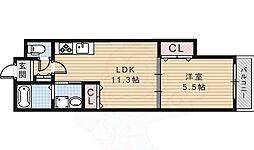 クリエオール別府 1LDKの間取図画像