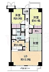 ミストラル岸部南 3LDKの間取図画像