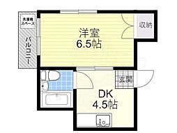 マンション藤 1DKの間取図画像