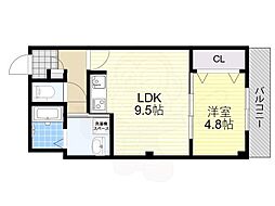 ソリティア茨木 1LDKの間取図画像