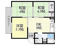 サンファミールA 3DKの間取図画像