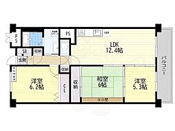 カーム淀川 3LDKの間取図画像