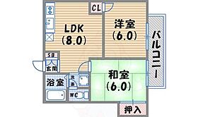 菊水ハイツ1 202 ｜ 兵庫県西宮市荒戎町3番22号（賃貸アパート2LDK・2階・43.00㎡） その2