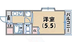 クリスタルカーサ2 ワンルームの間取図画像