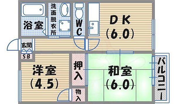 ハイツ香風1 ｜兵庫県西宮市宮西町(賃貸アパート2DK・1階・40.00㎡)の写真 その2