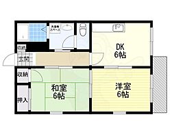 ハイツピュールヴィサージュ 2DKの間取図画像