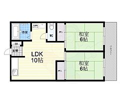 加島第二マンション 2LDKの間取図画像