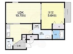 パロス甲子園口 2階1LDKの間取り
