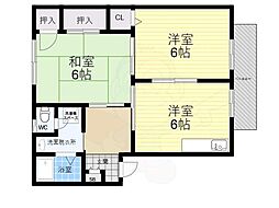 ハイツ大市 2DKの間取図画像
