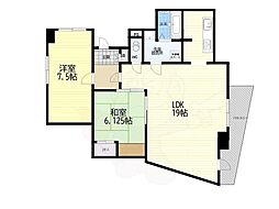 シロハイヌ門戸 2LDKの間取図画像