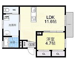 ハイツマスモトA 1LDKの間取図画像