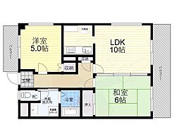 リュミエール鶴田 2LDKの間取図画像