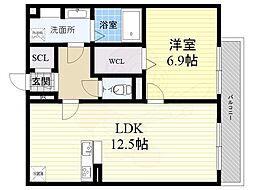 COLNクラクエンウェスト 1LDKの間取図画像