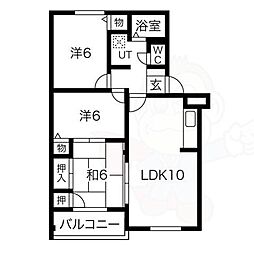フローラル夙川 3LDKの間取図画像