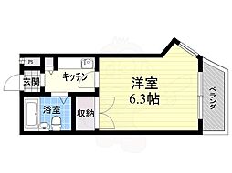 ジョイ甲子園 1Kの間取図画像