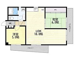 エクセレント西宮北口 2LDKの間取図画像