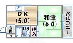 ニシノミヤランドビル 1DKの間取図画像