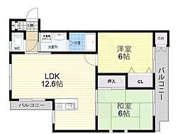 西宮グランドハイツ2 2LDKの間取図画像