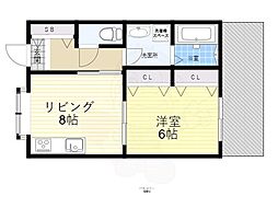 サンライズビラS 1LDKの間取図画像