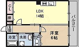 シャルム香ヶ丘 4階1LDKの間取り