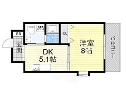 Osaka Metro御堂筋線 なかもず駅 徒歩2分の賃貸マンション 5階1DKの間取り