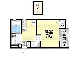 Luxe浜寺B棟 ワンルームの間取図画像