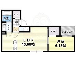 南海高野線 堺東駅 徒歩18分の賃貸アパート 1階1LDKの間取り