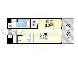 オリエンテム宿院南 1LDKの間取図画像