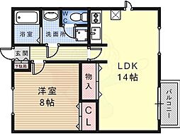 ローズハイツ 1LDKの間取図画像