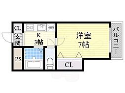 ロイヤル蔵前 1Kの間取図画像