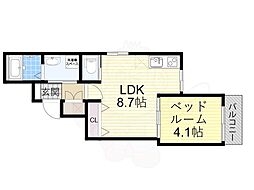 デスポワール浅香山 1LDKの間取図画像