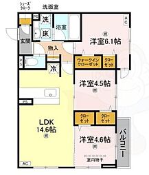堺市北区北花田町1丁アパート 3LDKの間取図画像