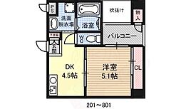 ロイヤルガーデン堺 1DKの間取図画像