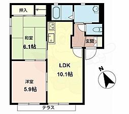 アミ緑町A 2LDKの間取図画像