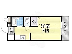 エレガン・タナカ2 ワンルームの間取図画像