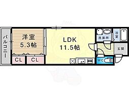 フジパレス堺北花田 1LDKの間取図画像
