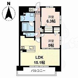 グレイスガーデン三国ヶ丘 2LDKの間取図画像