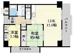 ポルト堺1 2LDKの間取図画像