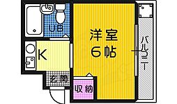 ピア陵南 1Kの間取図画像