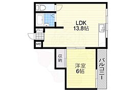 メゾン・ドゥ・メール東湊 1LDKの間取図画像