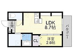 ジーイーオンズ 4階1LDKの間取り