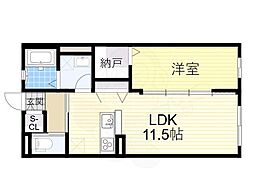 Osaka Metro御堂筋線 なかもず駅 徒歩4分の賃貸アパート 1階1LDKの間取り